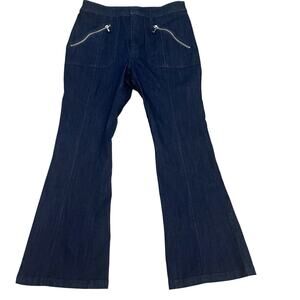 Cinq A Sept Celeste Crop Flare Jeans Size 8 Dark Wash Zippered Pockets Stretchy